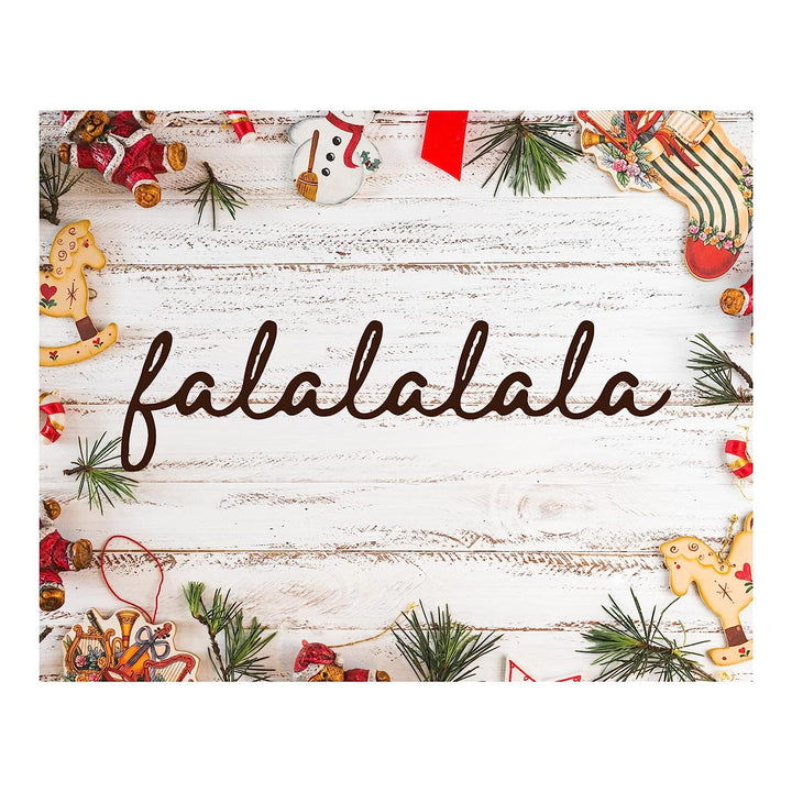 Fa-la-la-la-la Rustic Holiday Sign -14 x 11" Festive Christmas Wall Art Print w/Replica Wood Design-Ready to Frame. Typographic Home-Kitchen-Farmhouse-Welcome Decor. Great Gift! Printed on Paper.