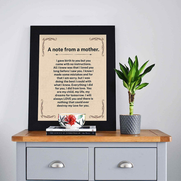 A Note From A Mother Inspirational Wall Art Sign -8x10" Vintage Typographic Poster Print-Ready to Frame. Perfect Loving Decor for Home-Nursery-Office-Clinic. Heartfelt Keepsake for All Moms!