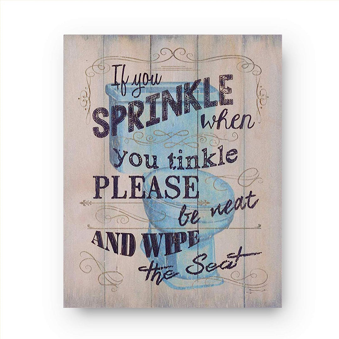 Bathroom"Humor" Funny Bathroom Decor Set (3) 8 x10"s Wall Decor. Rustic, Distressed Wall Prints-Ready To Frame."Tinkles, Prayers &amp; Bubbles"-Wood Sign Replicas. Fun Reminders For Kids-Guest Bath.