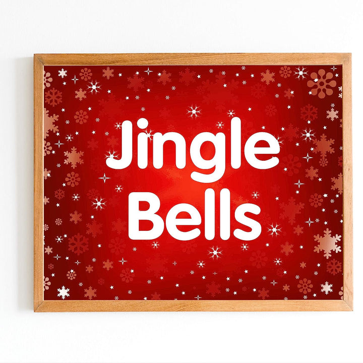 Jingle Bells Christmas Song Wall Art Decor -14 x 11" Holiday Music Wall Print -Ready to Frame. Typographic Home-Welcome-Kitchen-Farmhouse-Winter Decor. Merry Decoration-Display Your Holiday Joy!