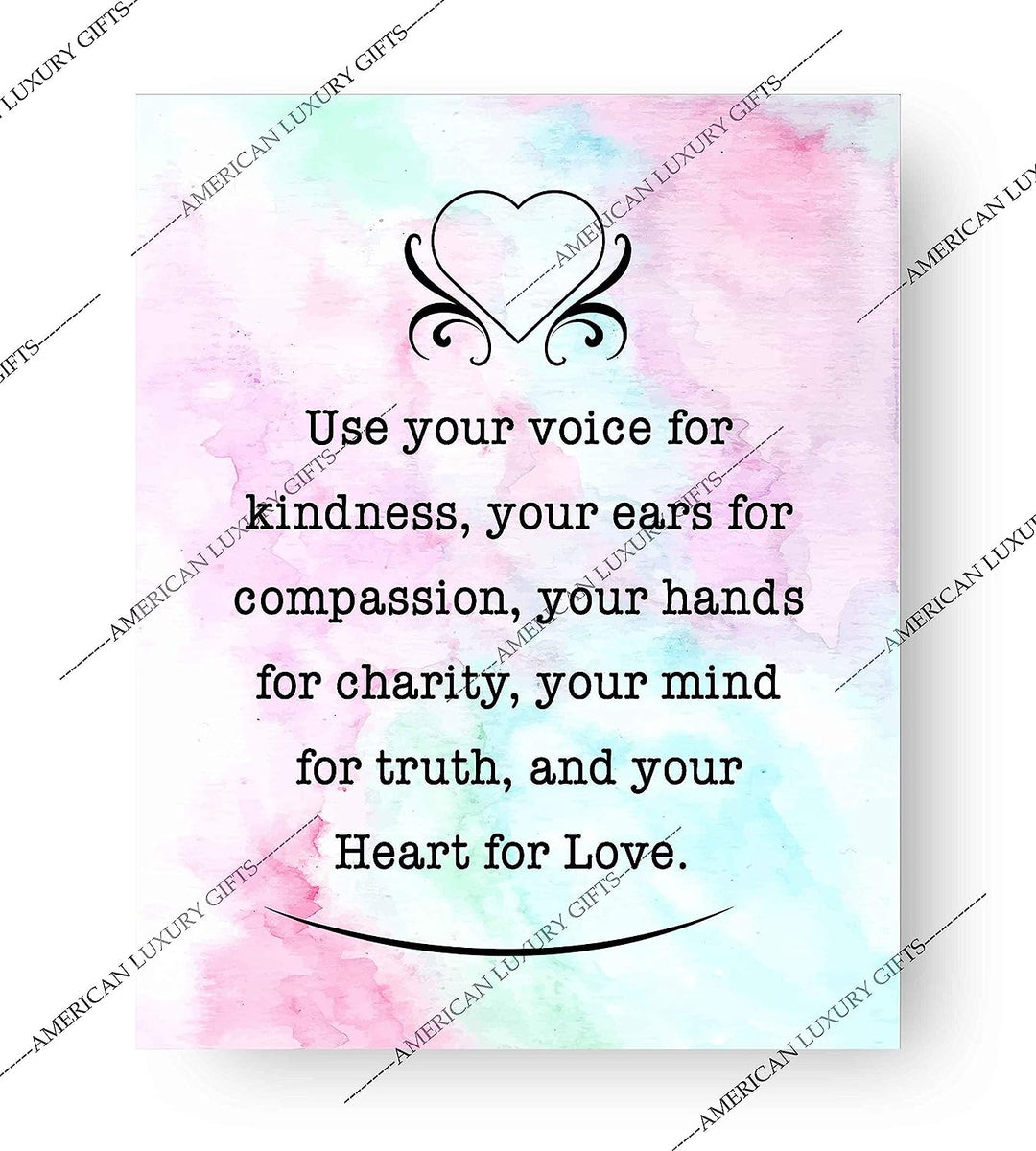 Use Your Voice For Kindness-Heart For Love-Inspirational Quotes Wall Art- 8 x 10" Modern Typographic Print-Ready to Frame. Positive Home-Office-School Decor. Perfect Gift to Inspire Kindness!