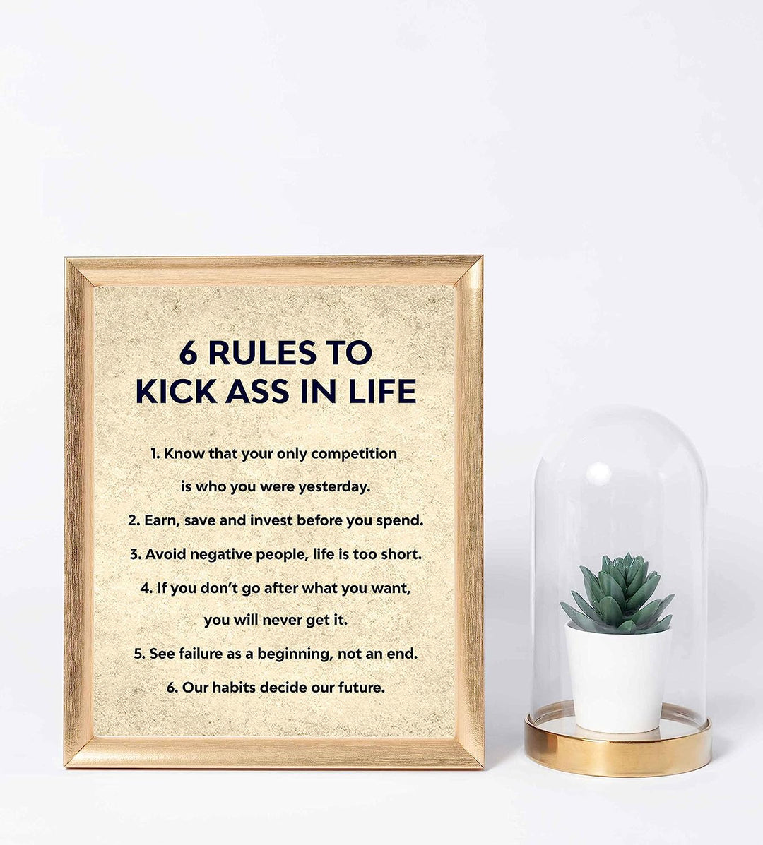 Six Rules to Kick Ass in Life-Inspirational Wall Art-8 x 10" Fierce Motivational Poster Print-Ready to Frame. Home-Office-Studio-Dorm Decor. Perfect Desk &amp; Cubicle Sign. Great Gift of Motivation!