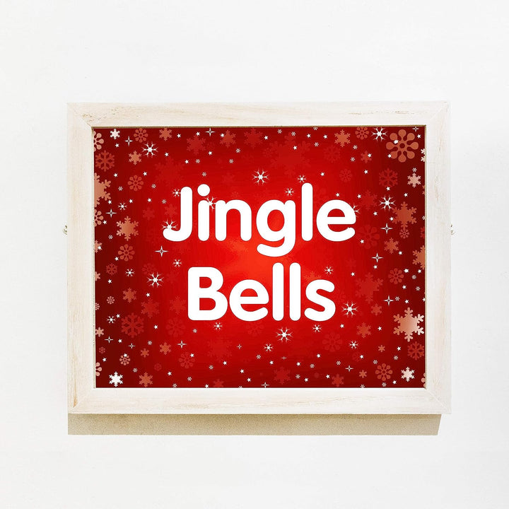 Jingle Bells Christmas Song Wall Art Decor -14 x 11" Holiday Music Wall Print -Ready to Frame. Typographic Home-Welcome-Kitchen-Farmhouse-Winter Decor. Merry Decoration-Display Your Holiday Joy!