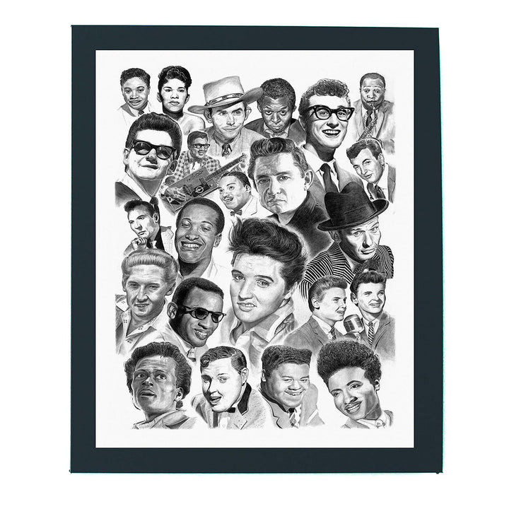 Iconic Music Legends-Greatest Country-Rock-Jazz Artists Wall Sign-11 x 14" Legendary Singers Art Print-Ready to Frame. Rustic Home-Studio-Bar-Dorm-Cave Decor. Great Gift for All Classic Music Fans!