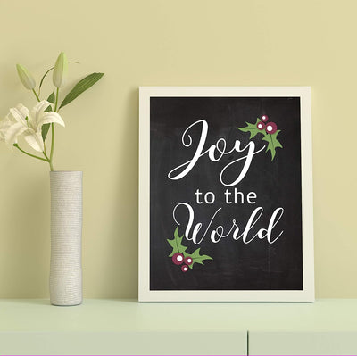 Joy to the World Christmas Song Wall Art -8 x 10" Modern Holiday Music Print-Ready to Frame. Festive Home-Kitchen-Farmhouse Decor. Perfect Welcome Sign and Winter Decoration! Great Christian Gift!