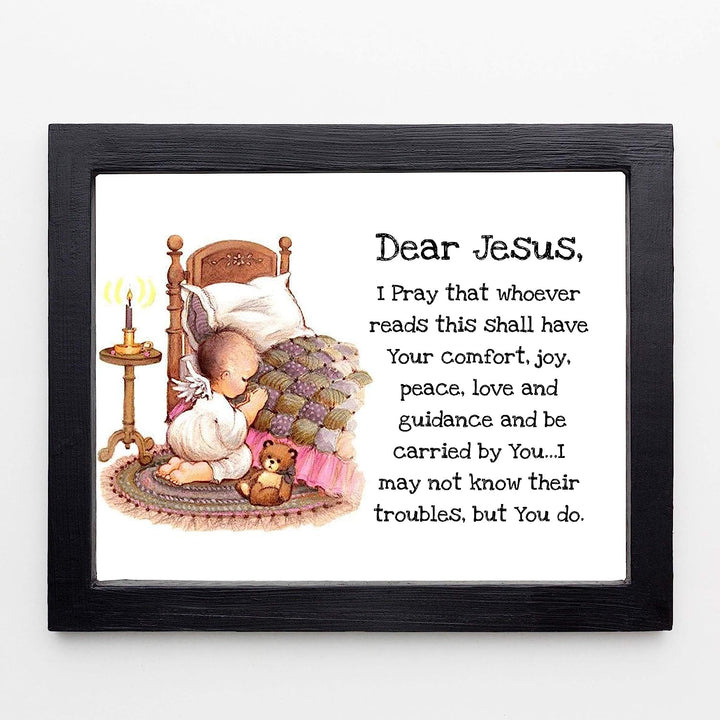 Dear Jesus-Christian Prayer Wall Art -10 x 8" Typographic Poster Print-Ready to Frame. Inspirational Home-Kids Bedroom-Nursery-Sunday School-Church Decor. Great Children&