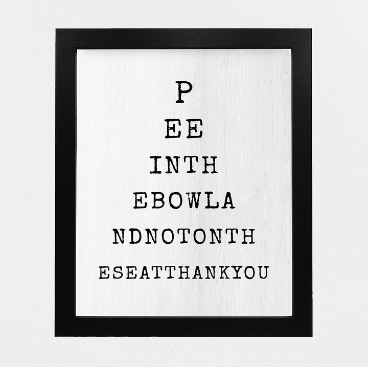 Pee in the Bowl-Not on the Seat- Funny Bathroom Sign- 8 x 10" Word Art Wall Print - Ready to Frame. Humorous Home-Office Decor. Perfect Decoration for Bar, Guest Bathroom &amp; Man Cave. Great Gift!
