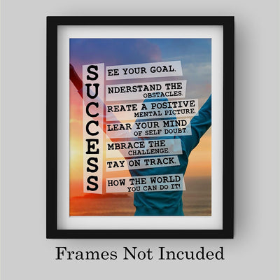 Success-Show the World You Can Do It-Positive Motivational Quotes Decor -8 x 10" Wall Art Print-Ready to Frame. Home-Office-School-Gym-Sales Decor. Great Gift to Inspire Successful Thinking!