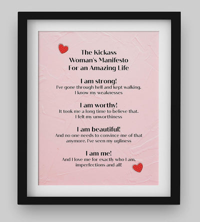 Kickass Woman's Manifesto for an Amazing Life -Inspirational Quotes Wall Art-8 x 10"-Fierce Motivational Wall Print-Ready to Frame. Great Home-Office-Studio-Dorm Decor. Perfect Gift of Motivation!