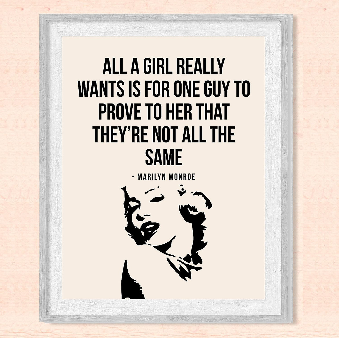 Marilyn Monroe Quotes-"All a Girl Really Wants"-Inspirational Wall Art -8 x 10" Retro Typographic Print w/Silhouette Image- Ready to Frame. Perfect Home-Office-Studio-Dorm Decor. Great Gift!