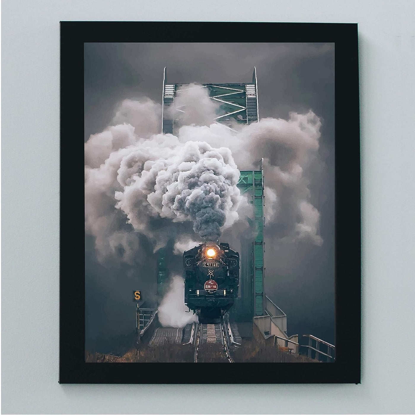 Antique Steam Locomotive Wall Decor Image -8x10" Retro Train Poster Print-Ready to Frame. Railroad Decor for Home-Kids Bedroom-Office-Studio. Perfect Decoration for Game Room-Garage-Man Cave!