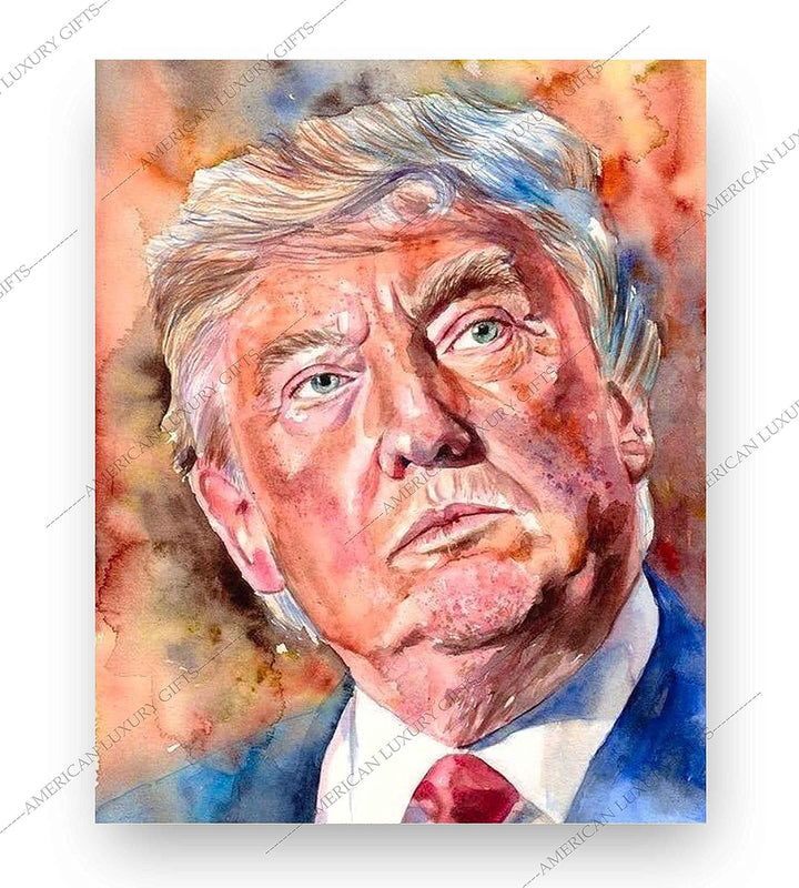 President Donald Trump Portrait-8 x 10" Presidential Wall Art Painting-Ready to Frame. Inspirational Patriotic Poster Print. Home-Office-School-Library Decor. Great for Republican &amp; Patriot Friends!