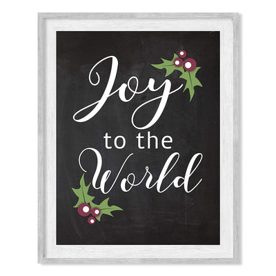 Joy to the World Christmas Song Wall Art -8 x 10" Modern Holiday Music Print-Ready to Frame. Festive Home-Kitchen-Farmhouse Decor. Perfect Welcome Sign and Winter Decoration! Great Christian Gift!