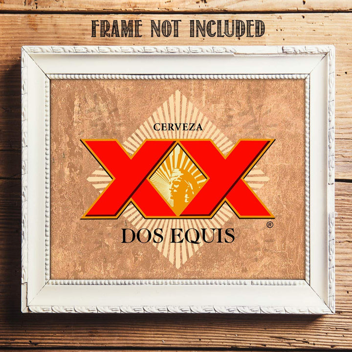 Dos Equis XX Beer- Logo Poster Print- 10 x 8" Wall Decor Print-Ready To Frame. Mexican Cerveza Sign Replica Print. Perfect Decor for Man Cave-Bar-Game Room-Garage-Dorm. Great Gift Idea!