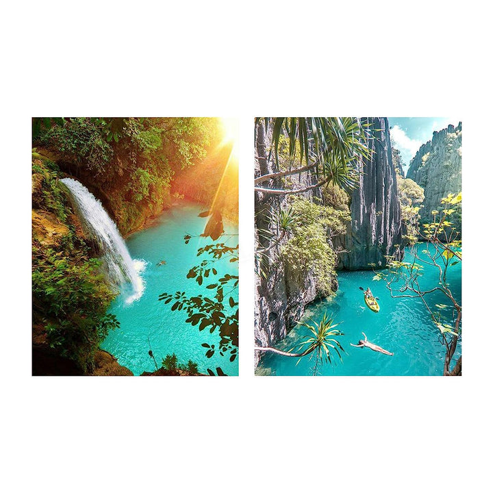 Tropical Waterfall Lagoons- 2 Print Set Wall Art- Matching 8 x 10&