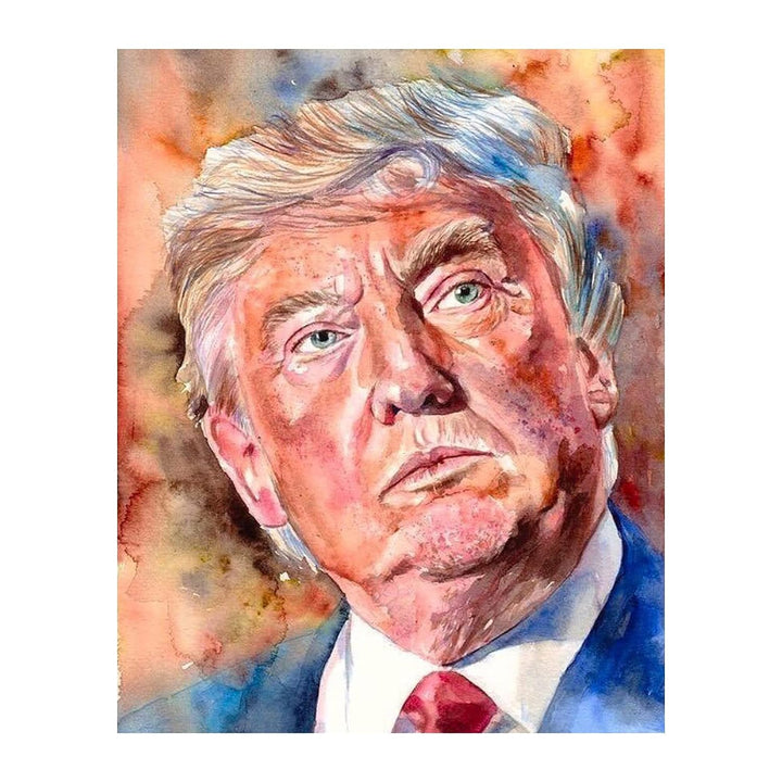 President Donald Trump Portrait-8 x 10" Presidential Wall Art Painting-Ready to Frame. Inspirational Patriotic Poster Print. Home-Office-School-Library Decor. Great for Republican &amp; Patriot Friends!