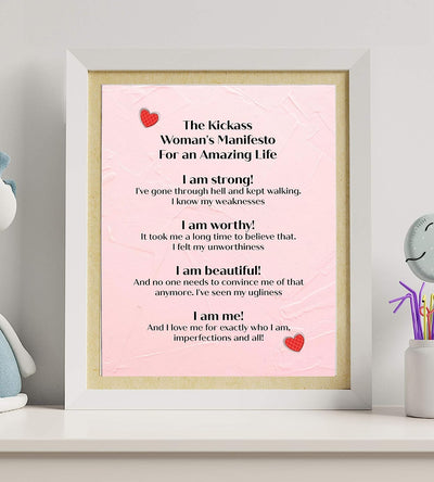 Kickass Woman's Manifesto for an Amazing Life -Inspirational Quotes Wall Art-8 x 10"-Fierce Motivational Wall Print-Ready to Frame. Great Home-Office-Studio-Dorm Decor. Perfect Gift of Motivation!