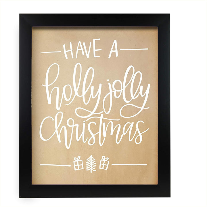 Have A Holly Jolly Christmas Rustic Holiday Wall Art Sign -11 x 14" Christmas Song Art Print -Ready to Frame. Typographic Home-Welcome-Kitchen-Farmhouse Decor. Festive, Merry Decoration for All!