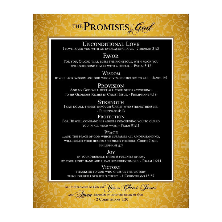 The Promises of God-Bible Verse Wall Art Sign -11 x 14" Scripture Wall Print-Ready to Frame. Inspirational Home-Office-Church Decor. Great Religious Gift. Perfect Reminders of God&