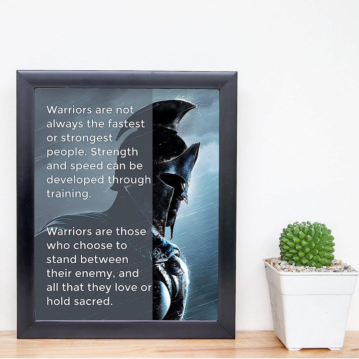 Warriors Stand Between Their Enemy &amp; All They Love Inspirational Quotes Wall Art -8 x 10" Fierce Motivational Wall Print-Ready to Frame. Home-Office-Studio-Dorm Decor. Perfect Gift of Motivation!