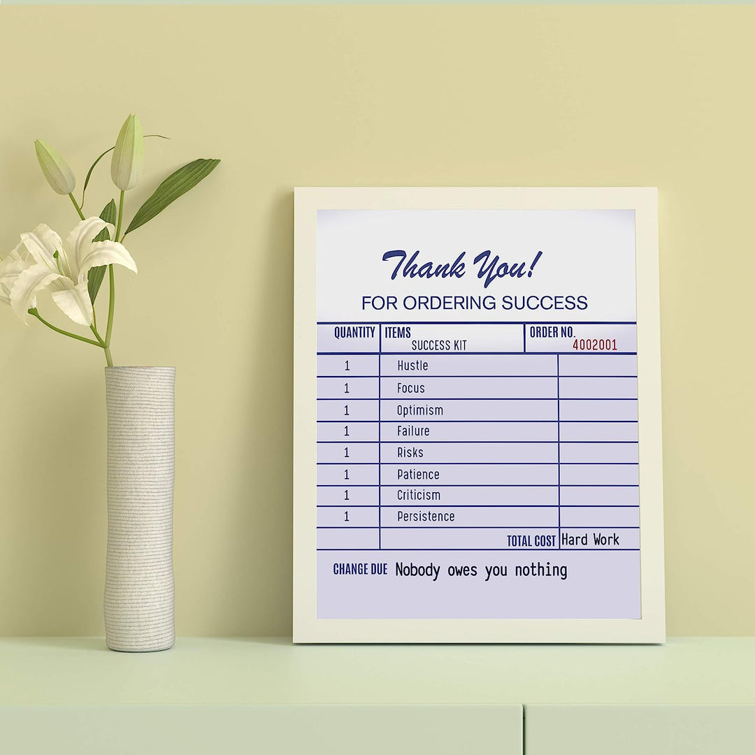 Thank You For Ordering Success Funny Motivational Wall Art Decor -8 x 10" Humorous Receipt Design Print-Ready to Frame. Inspirational Home-Office-School-Dorm Decor. Fun Gift to Encourage Success!
