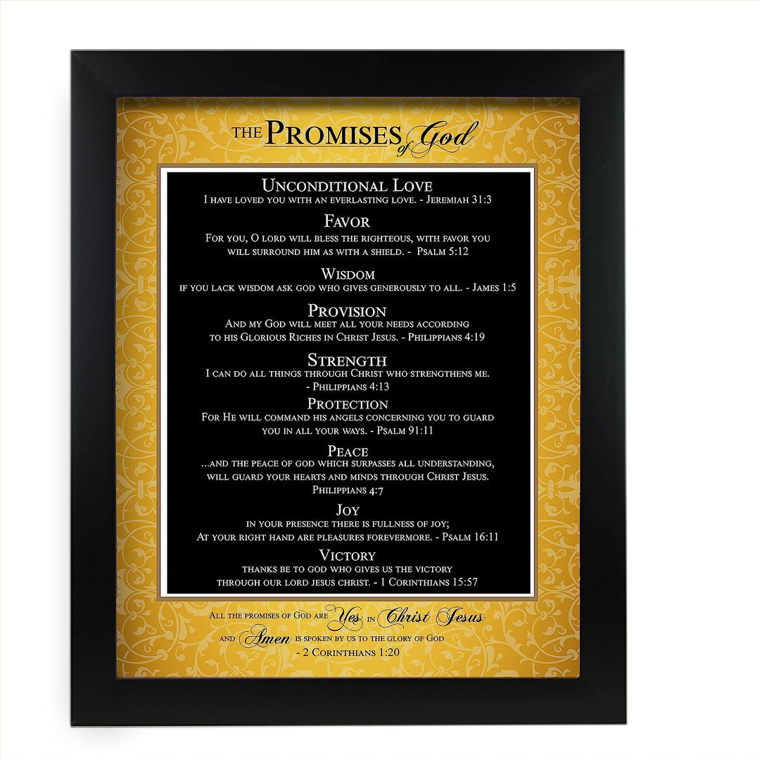 The Promises of God-Bible Verse Wall Art Sign -11 x 14" Scripture Wall Print-Ready to Frame. Inspirational Home-Office-Church Decor. Great Religious Gift. Perfect Reminders of God&