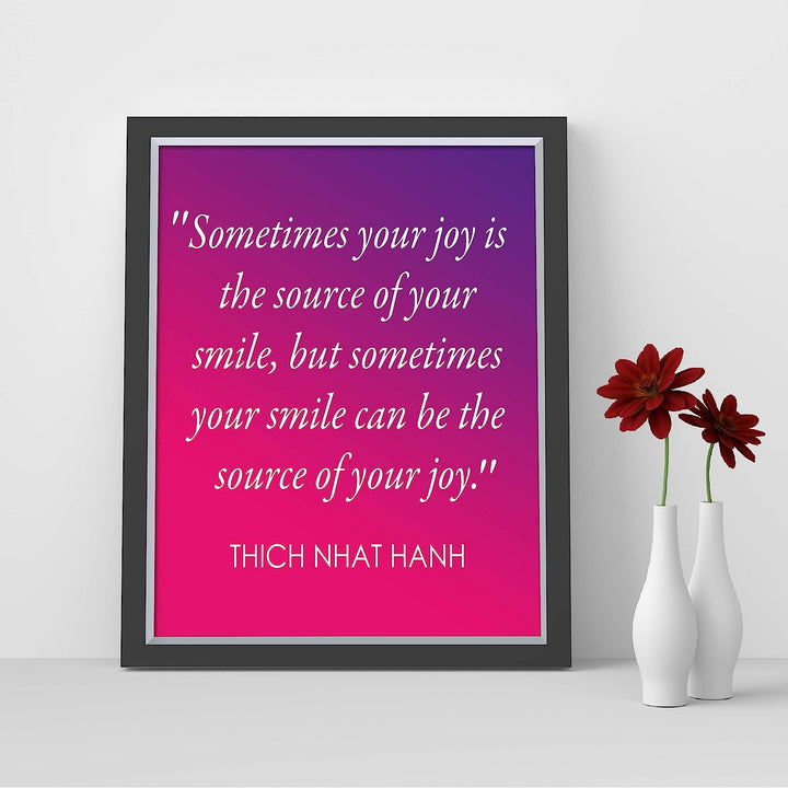 Your Smile Can Be the Source of Your Joy -Thich Nhat Hanh Mindfulness Quotes -8 x 10" Spiritual Wall Art Print-Ready to Frame. Home-Office-Studio-Meditation-Zen Decor. Great Life Lesson-Smile!