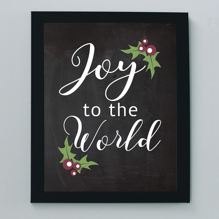 Joy to the World Christmas Song Wall Art -8 x 10" Modern Holiday Music Print-Ready to Frame. Festive Home-Kitchen-Farmhouse Decor. Perfect Welcome Sign and Winter Decoration! Great Christian Gift!