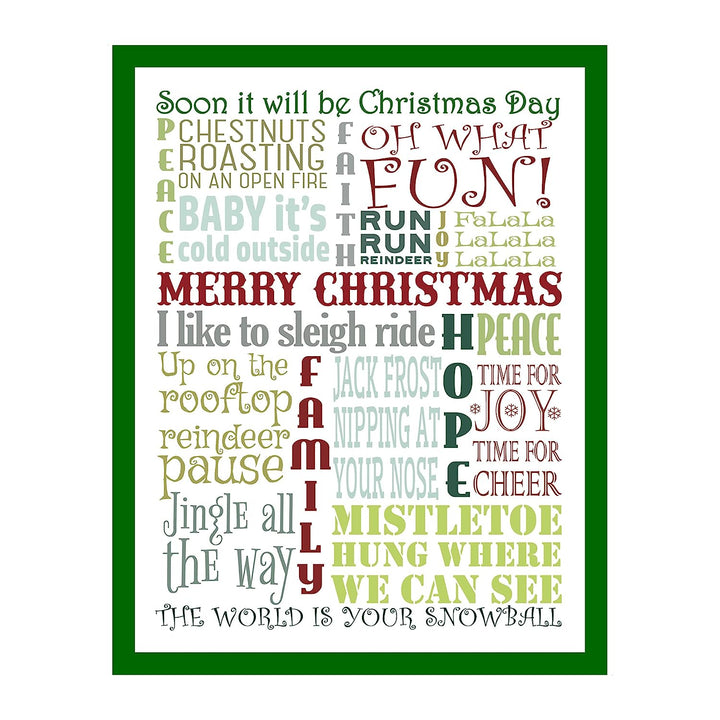 Soon It Will Be Christmas Day Christmas Songs Wall Art -11 x 14" Holiday Music Poster Print -Ready to Frame. Typographic Sign for Home-Welcome-Kitchen-Farmhouse Decor. Display Your Holiday Joy!