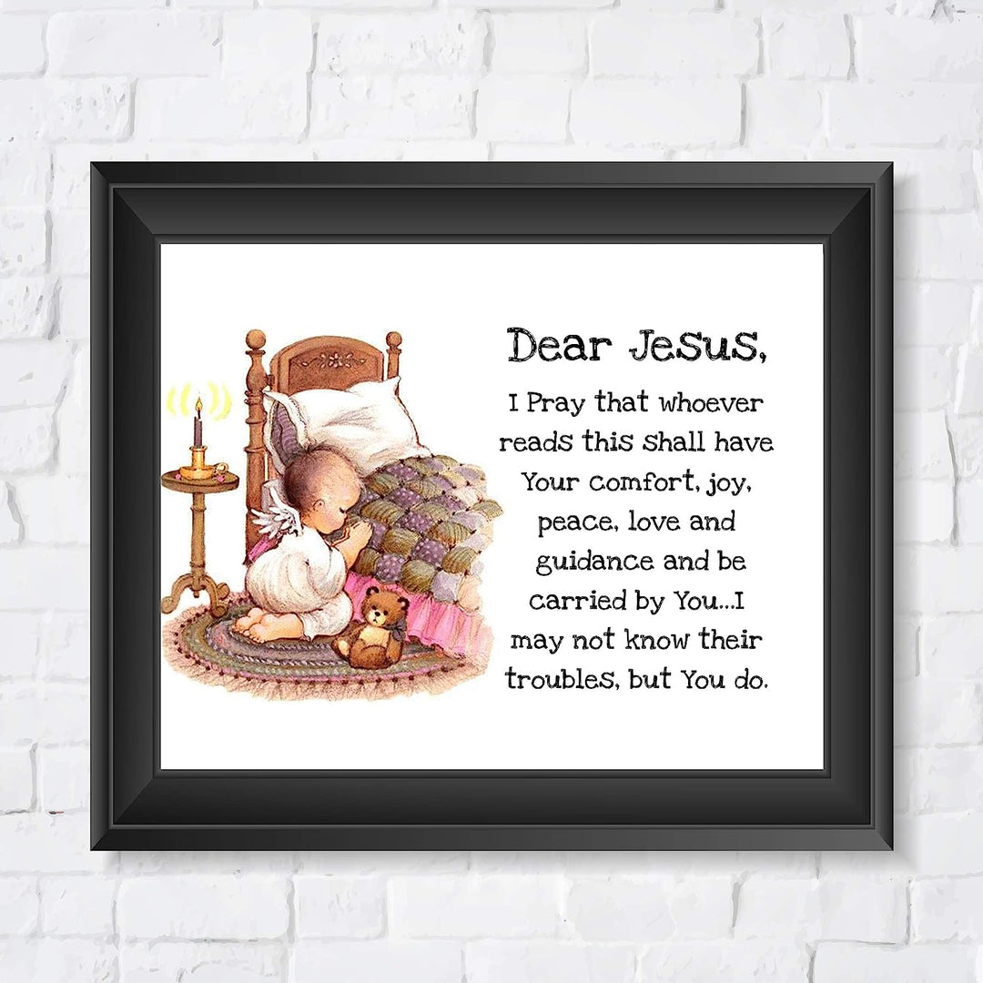 Dear Jesus-Christian Prayer Wall Art -10 x 8" Typographic Poster Print-Ready to Frame. Inspirational Home-Kids Bedroom-Nursery-Sunday School-Church Decor. Great Children&