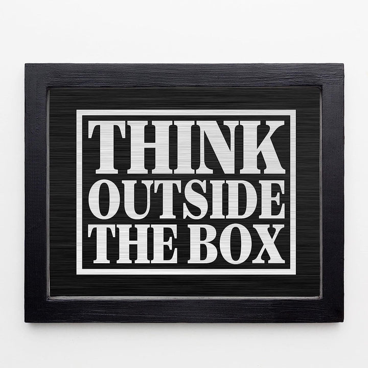 Think Outside the Box Motivational Quotes Wall Art-10 x 8" Modern Typographic Print-Ready to Frame. Inspirational Home-Office-School-Dorm-Gym Decor. Perfect Desk-Cubicle Sign! Great for Motivation!