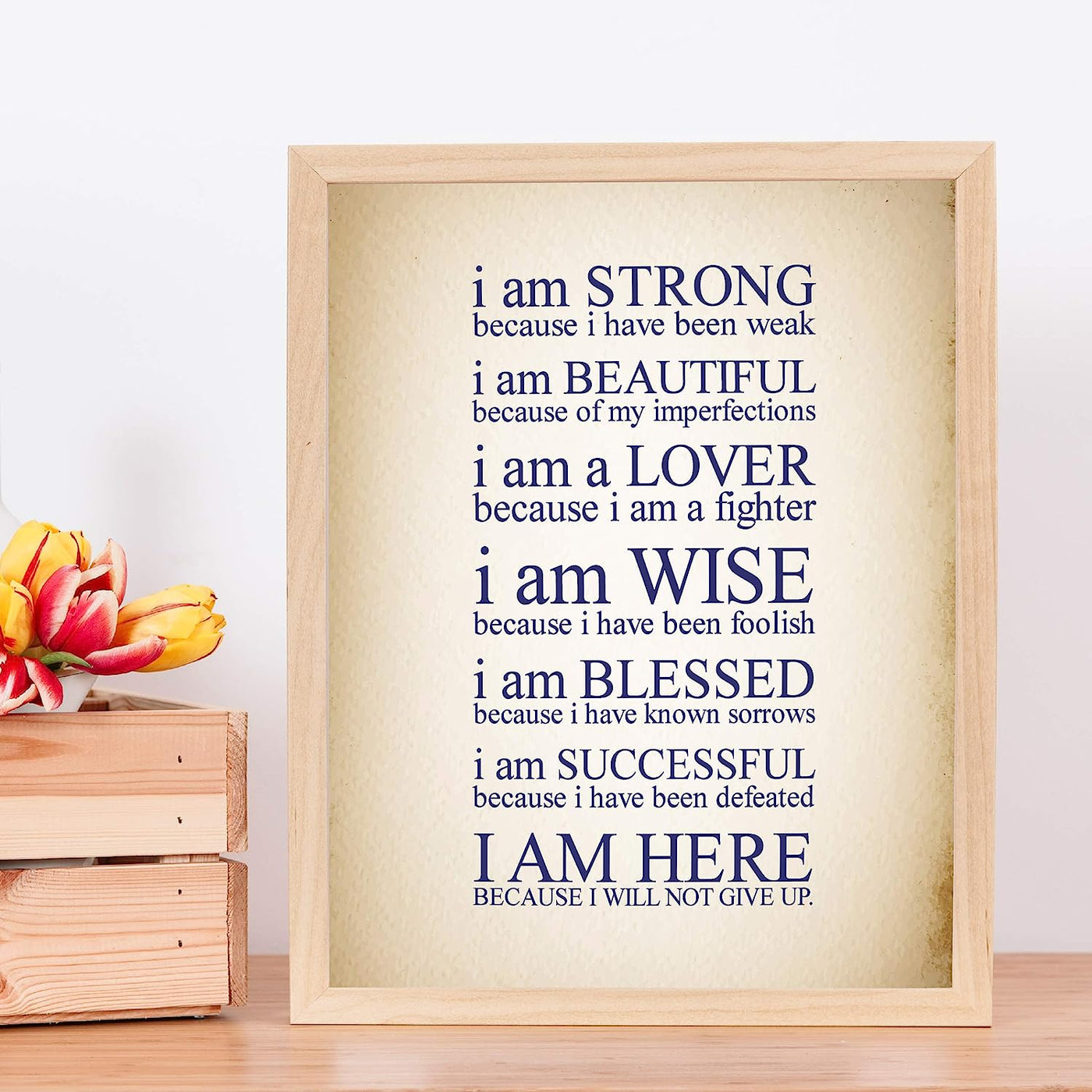 I Am Here Because I Will Not Give Up Inspirational Quotes Wall Art- 11 x 14" Motivational Poster Print-Ready to Frame. Home-Office-Studio-Classroom-Dorm Decor. Perfect Gift of Self-Motivation!