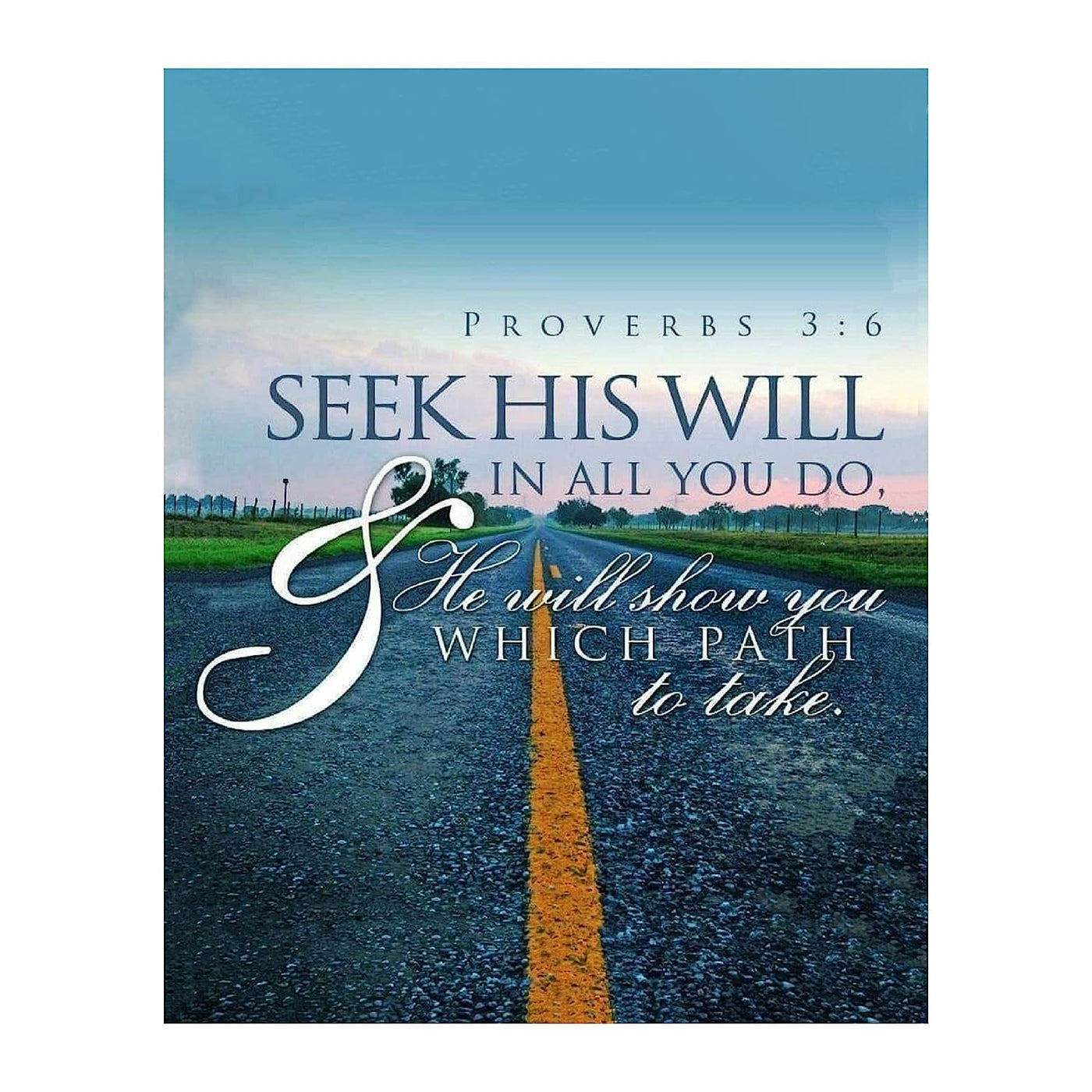 Seek His Will, He Will Show You Path Proverbs 3:6- Bible Verse Wall Art-8x10"- Modern Typographic Design Print. Scripture Poster Print-Ready to Frame. Home-Office-Church D?cor. Great Christian Gift.