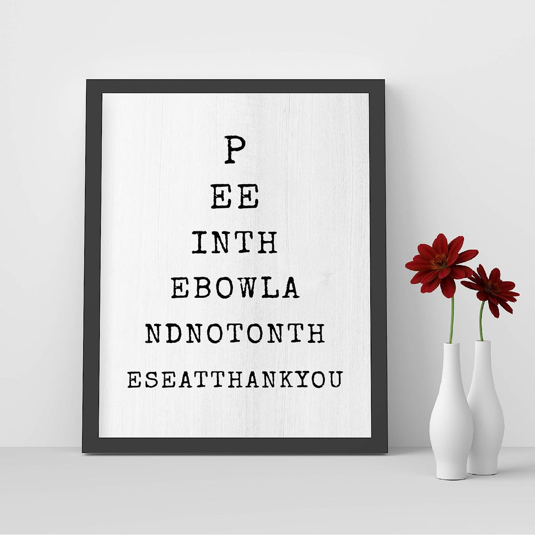 Pee in the Bowl-Not on the Seat- Funny Bathroom Sign- 8 x 10" Word Art Wall Print - Ready to Frame. Humorous Home-Office Decor. Perfect Decoration for Bar, Guest Bathroom &amp; Man Cave. Great Gift!