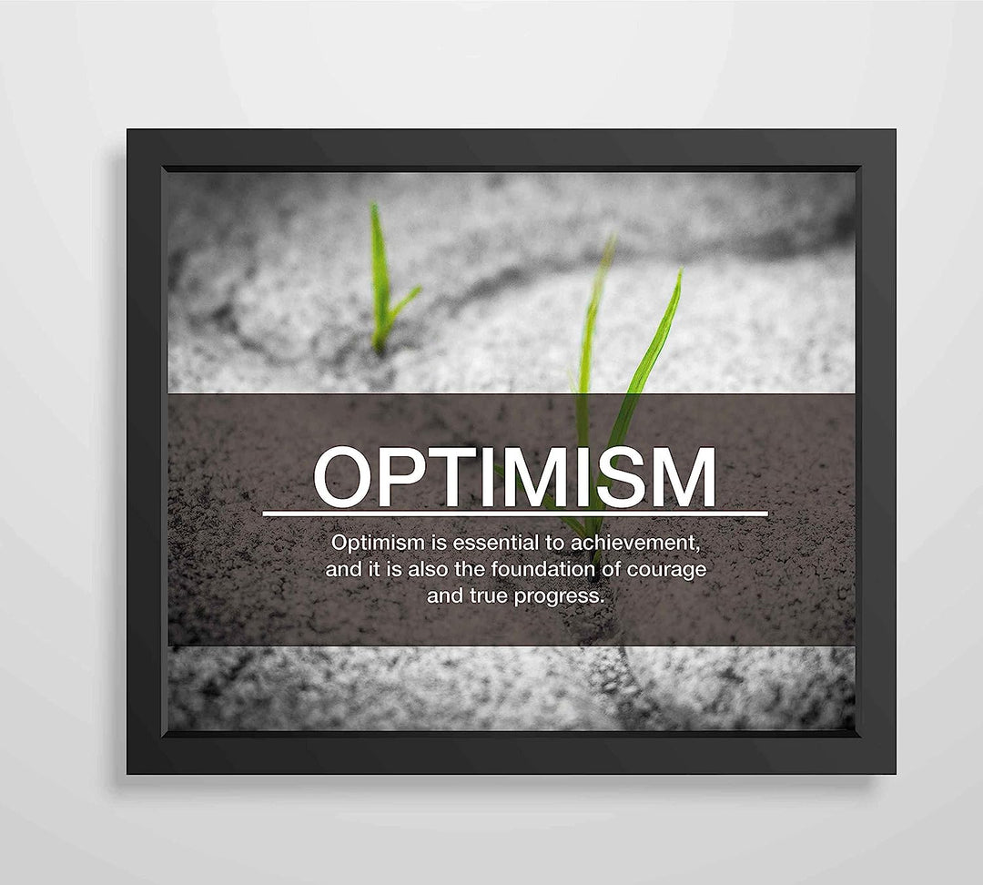 Optimism-Essential to Achievement -Life Quotes Wall Art Sign-10 x 8" Inspirational Poster Print-Ready To Frame. Ideal Home-Office-Studio-Gym-School Decor. Perfect Reminder to Stay Positive!