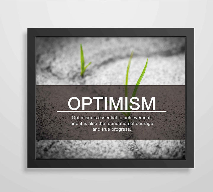 Optimism-Essential to Achievement -Life Quotes Wall Art Sign-10 x 8" Inspirational Poster Print-Ready To Frame. Ideal Home-Office-Studio-Gym-School Decor. Perfect Reminder to Stay Positive!