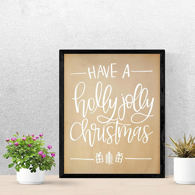Have A Holly Jolly Christmas Rustic Holiday Wall Art Sign -11 x 14" Christmas Song Art Print -Ready to Frame. Typographic Home-Welcome-Kitchen-Farmhouse Decor. Festive, Merry Decoration for All!