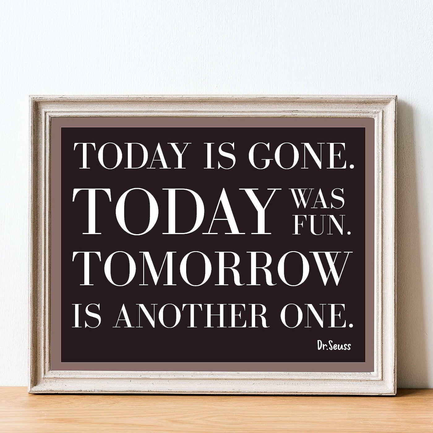 Today Is Gone-Today Was Fun-Dr. Seuss Quote -14 x 11" Art Wall Print- Ready to Frame. Modern Typographic Design. Home-Nursery-Office-School-Library Decor. Perfect Gift for Parents and Teachers!
