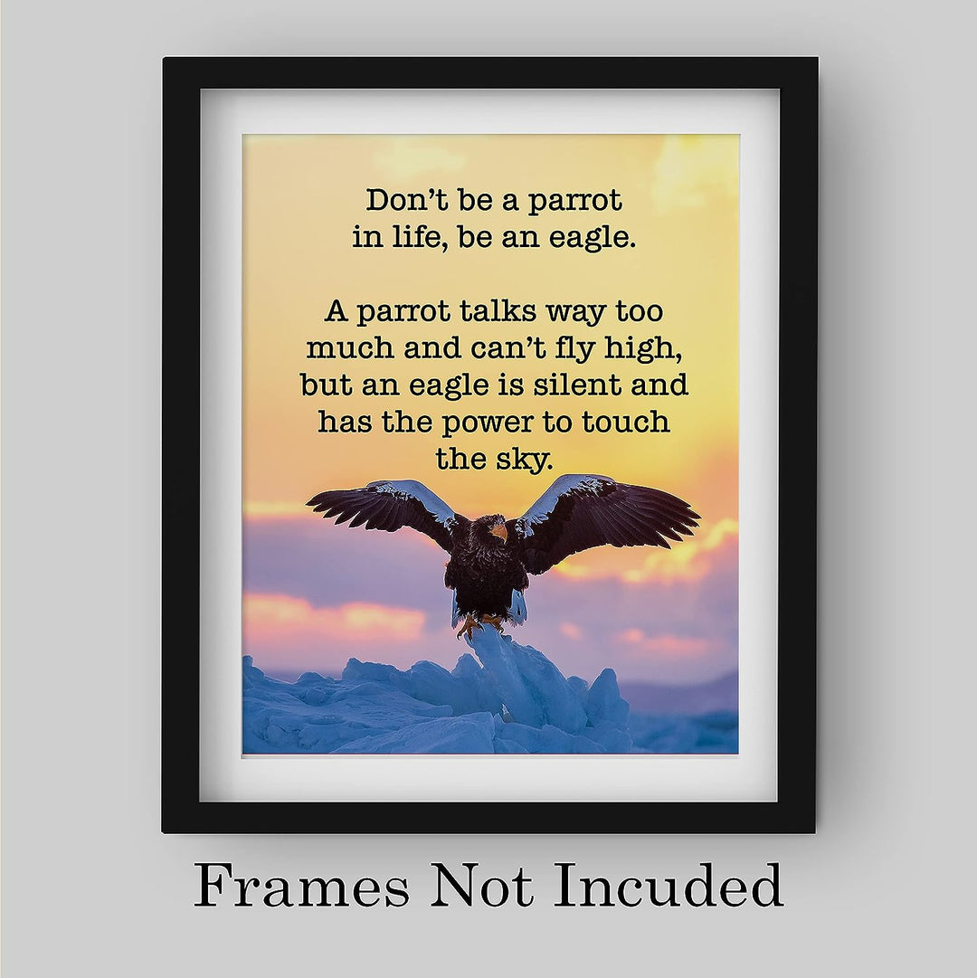 Be An Eagle-Silent &amp; Powerful Motivational Wall Art -8 x 10" Typographic on Eagle Photo Print-Ready to Frame. Inspirational Decor for Home-Office-Studio-School-Gym. Great Sign for Motivation!