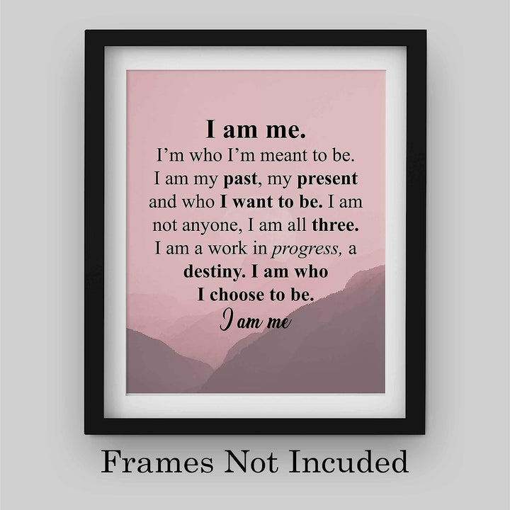 I Am Me-Who I Choose To Be Inspirational Poem Wall Art -10 x 8" Modern Typographic Poster Print-Ready to Frame. Poetic Home-Office-School-Dorm Decor. Perfect Sign for Motivation &amp; Inspiration!