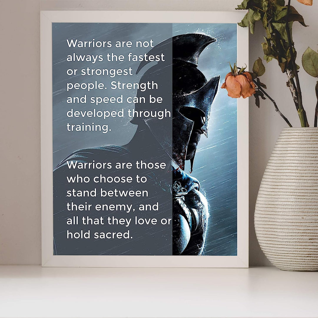 Warriors Stand Between Their Enemy &amp; All They Love Inspirational Quotes Wall Art -8 x 10" Fierce Motivational Wall Print-Ready to Frame. Home-Office-Studio-Dorm Decor. Perfect Gift of Motivation!