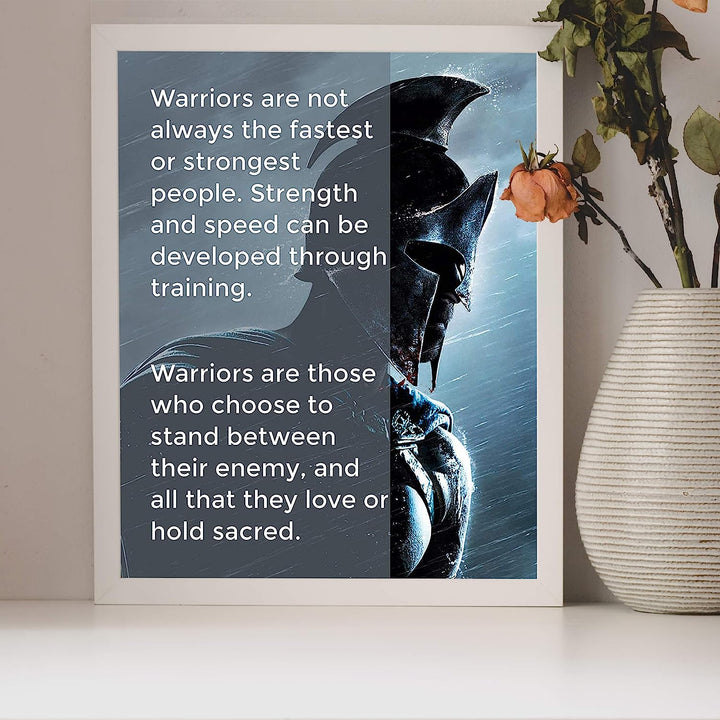 Warriors Stand Between Their Enemy &amp; All They Love Inspirational Quotes Wall Art -8 x 10" Fierce Motivational Wall Print-Ready to Frame. Home-Office-Studio-Dorm Decor. Perfect Gift of Motivation!
