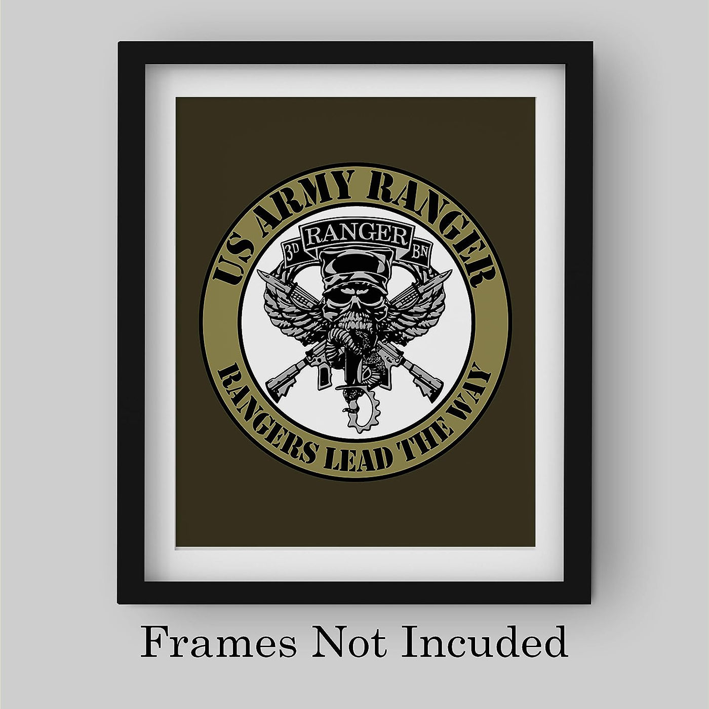 United States Army Ranger"Rangers Lead the Way" Logo -8 x 10"-Military Wall Art Print-Ready to Frame. Patriotic Home-Office-Cave Decor. Great Gift for All Who Served! Display Your Pride-Go Army!