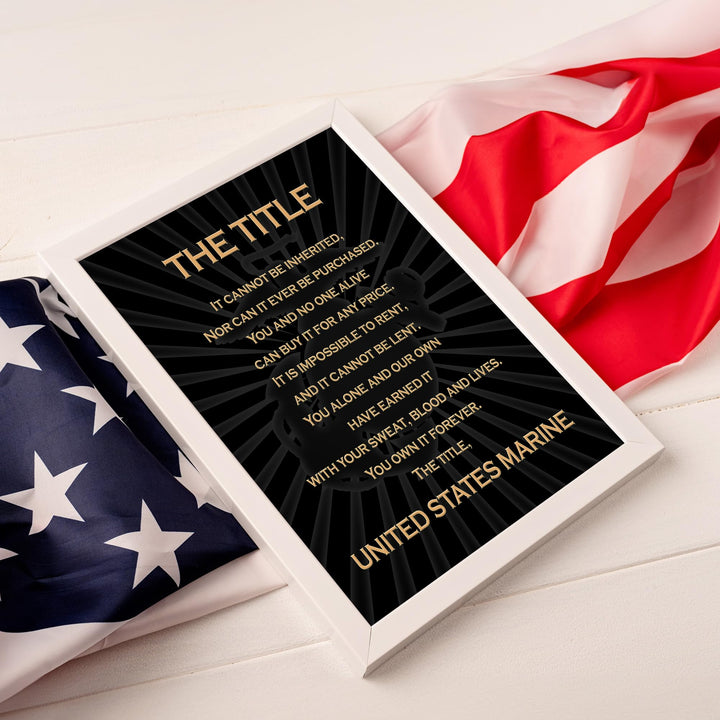 The Title - United States Marine Corps Poster - Military Wall Art Decor for Marines, Veterans, and Enthusiasts - Wall Art Print for Home and Military Spaces