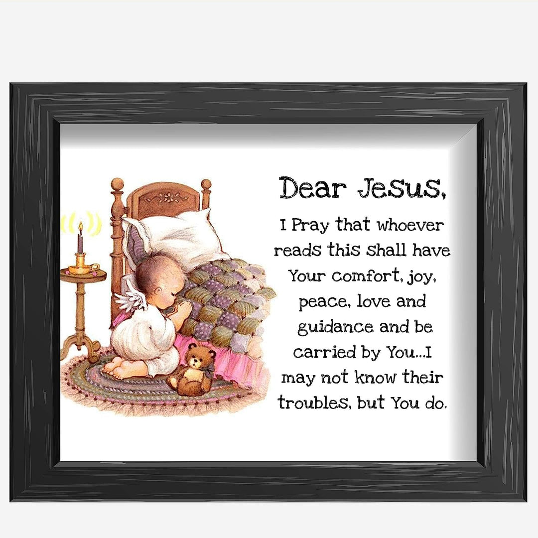 Dear Jesus-Christian Prayer Wall Art -10 x 8" Typographic Poster Print-Ready to Frame. Inspirational Home-Kids Bedroom-Nursery-Sunday School-Church Decor. Great Children&