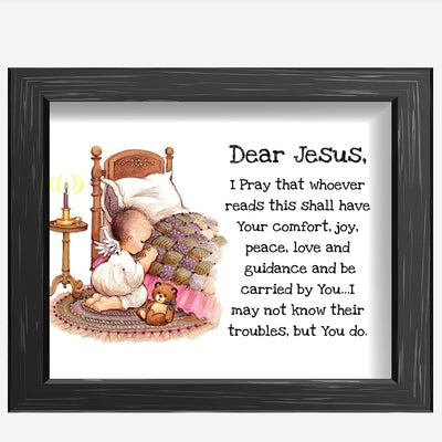 Dear Jesus-Christian Prayer Wall Art -10 x 8" Typographic Poster Print-Ready to Frame. Inspirational Home-Kids Bedroom-Nursery-Sunday School-Church Decor. Great Children's Bedtime Prayer!