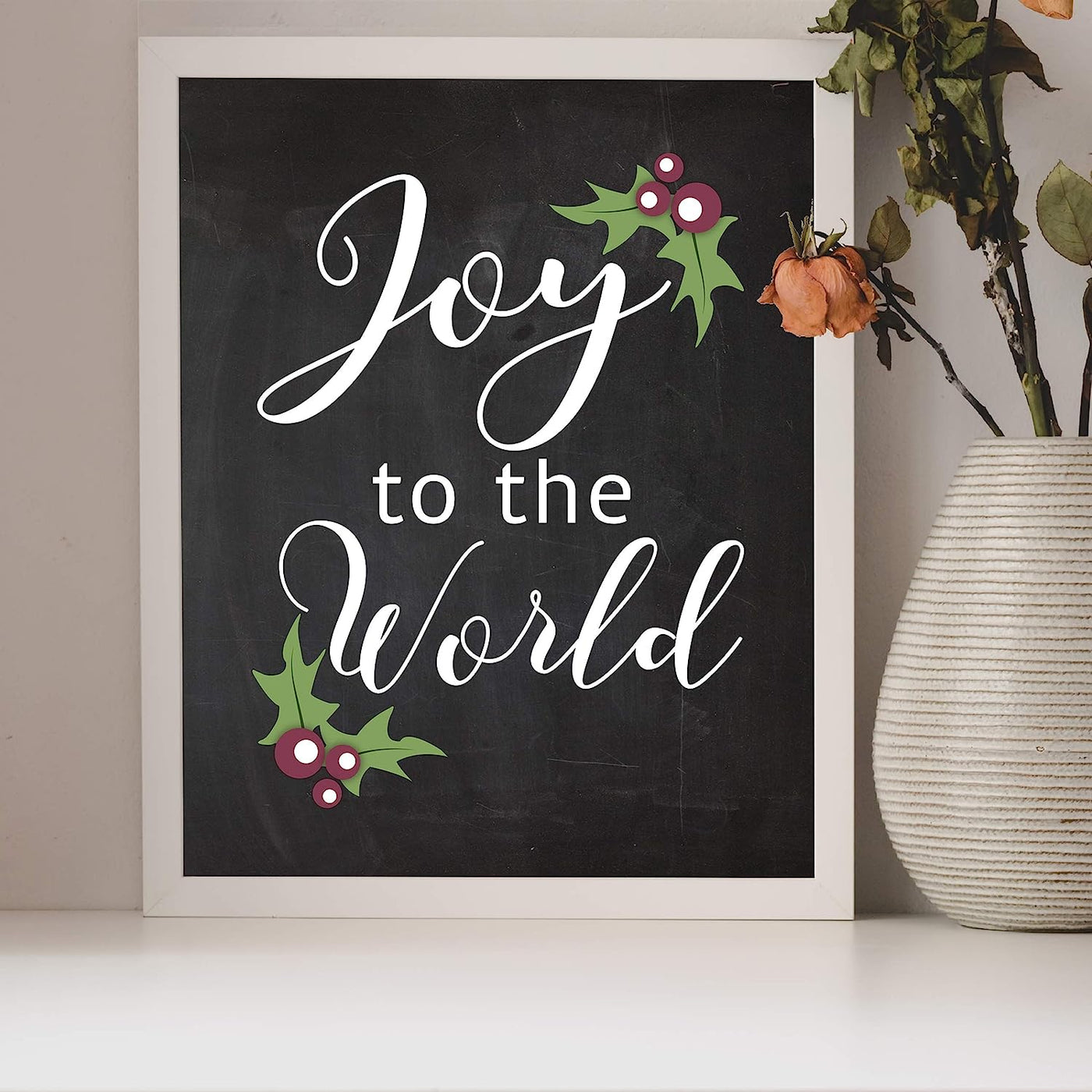 Joy to the World Christmas Song Wall Art -8 x 10" Modern Holiday Music Print-Ready to Frame. Festive Home-Kitchen-Farmhouse Decor. Perfect Welcome Sign and Winter Decoration! Great Christian Gift!