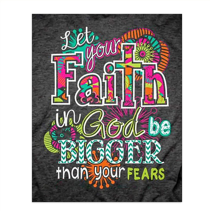 ?Faith In God-Bigger Than Fears?-Inspirational Wall Art Sign-8 x 10" Shabby Chic Abstract Poster Print-Ready to Frame. Home-Bedroom-Office-Dorm-Church D?cor. Perfect Christian Gift for Teens!