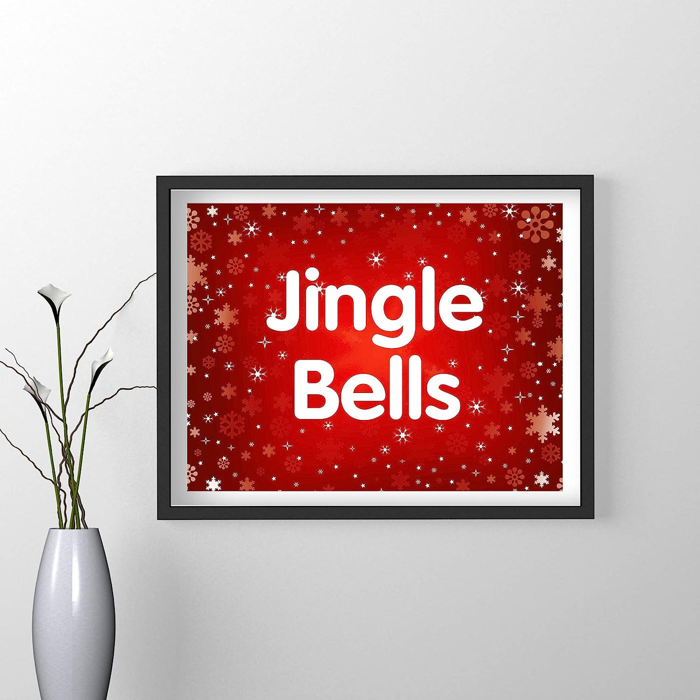 Jingle Bells Christmas Song Wall Art Decor -14 x 11" Holiday Music Wall Print -Ready to Frame. Typographic Home-Welcome-Kitchen-Farmhouse-Winter Decor. Merry Decoration-Display Your Holiday Joy!