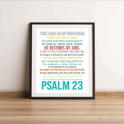 Psalm 23-The Lord Is My Shepherd Bible Verse Wall Art -11 x 14" Inspirational Scripture Wall Print- Ready to Frame. Religious Home-Office-Sunday School-Church Decor. Great Christian Gift of Faith!